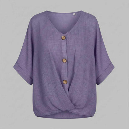 Elegant V-Udskæring Bluse | Damebluse i 100% Bomuld