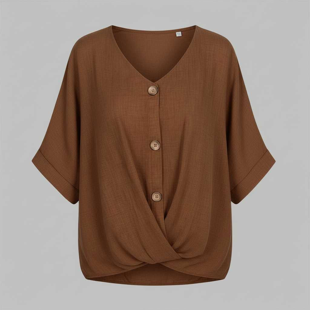 Elegant V-Udskæring Bluse | Damebluse i 100% Bomuld