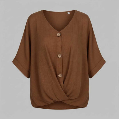 Elegant V-Udskæring Bluse | Damebluse i 100% Bomuld