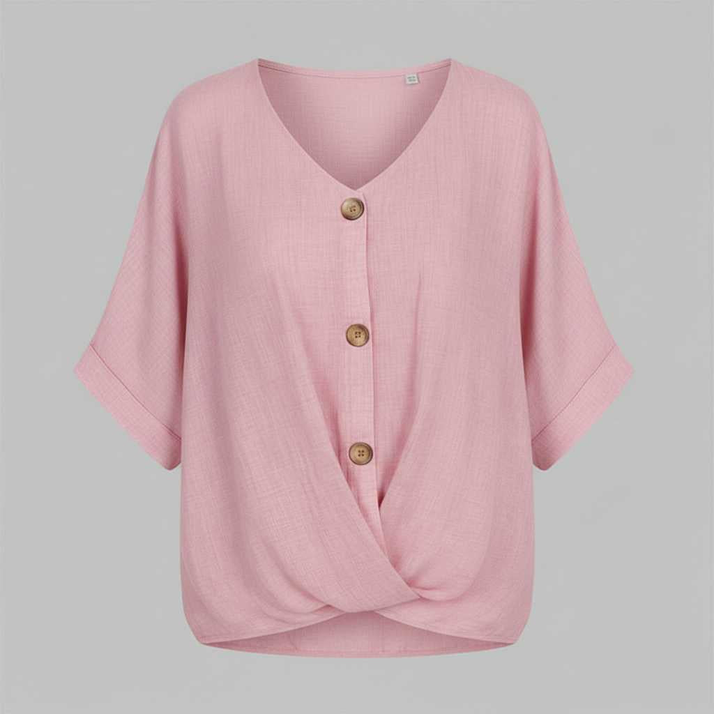 Elegant V-Udskæring Bluse | Damebluse i 100% Bomuld