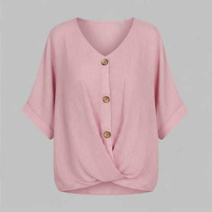 Elegant V-Udskæring Bluse | Damebluse i 100% Bomuld