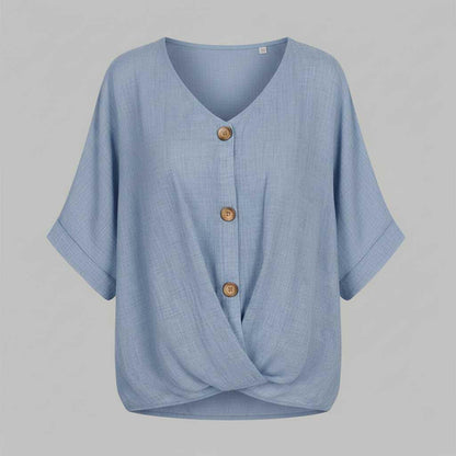 Elegant V-Udskæring Bluse | Damebluse i 100% Bomuld