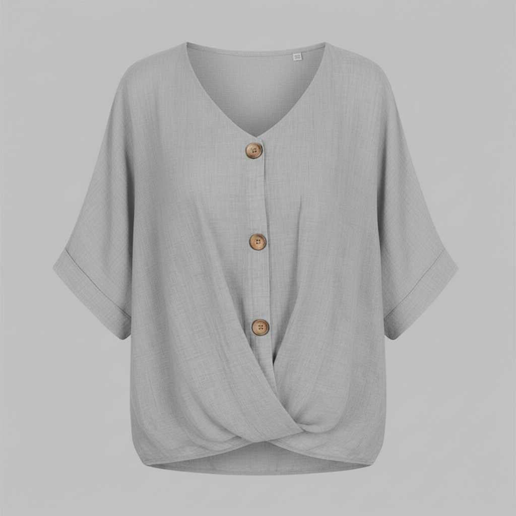 Elegant V-Udskæring Bluse | Damebluse i 100% Bomuld