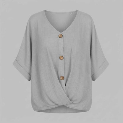 Elegant V-Udskæring Bluse | Damebluse i 100% Bomuld